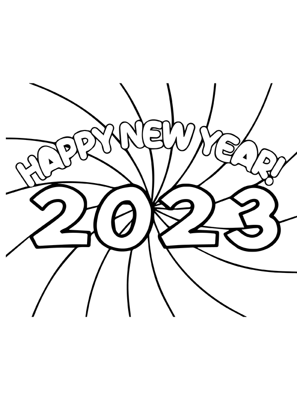Dibujo de ¡Feliz a o Nuevo 2023 P Gina para Colorear para Colorear y Imprimir