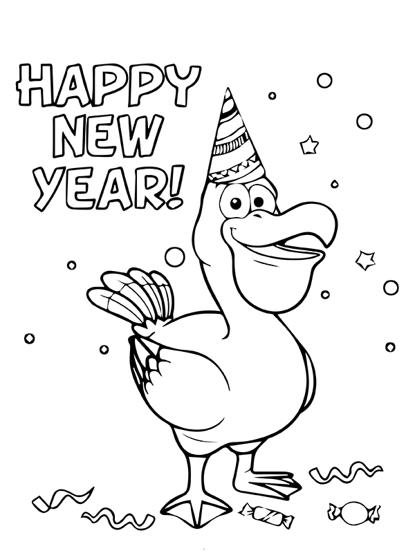 Dibujo de ¡Feliz a o Nuevo Con Dise o de Pollo P Gina para Colorear para Colorear y Imprimir