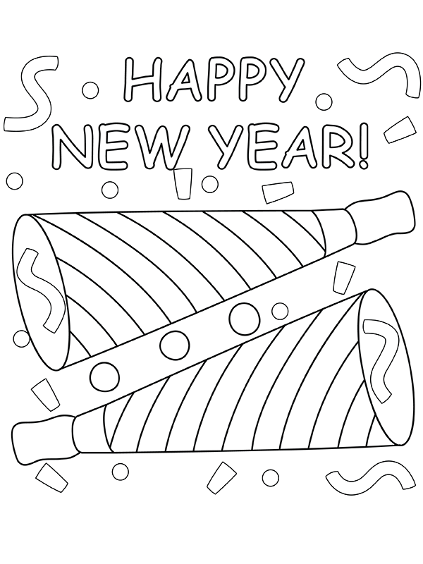 Dibujo de ¡Feliz a o Nuevo Trompeta P Gina para Colorear para Colorear y Imprimir