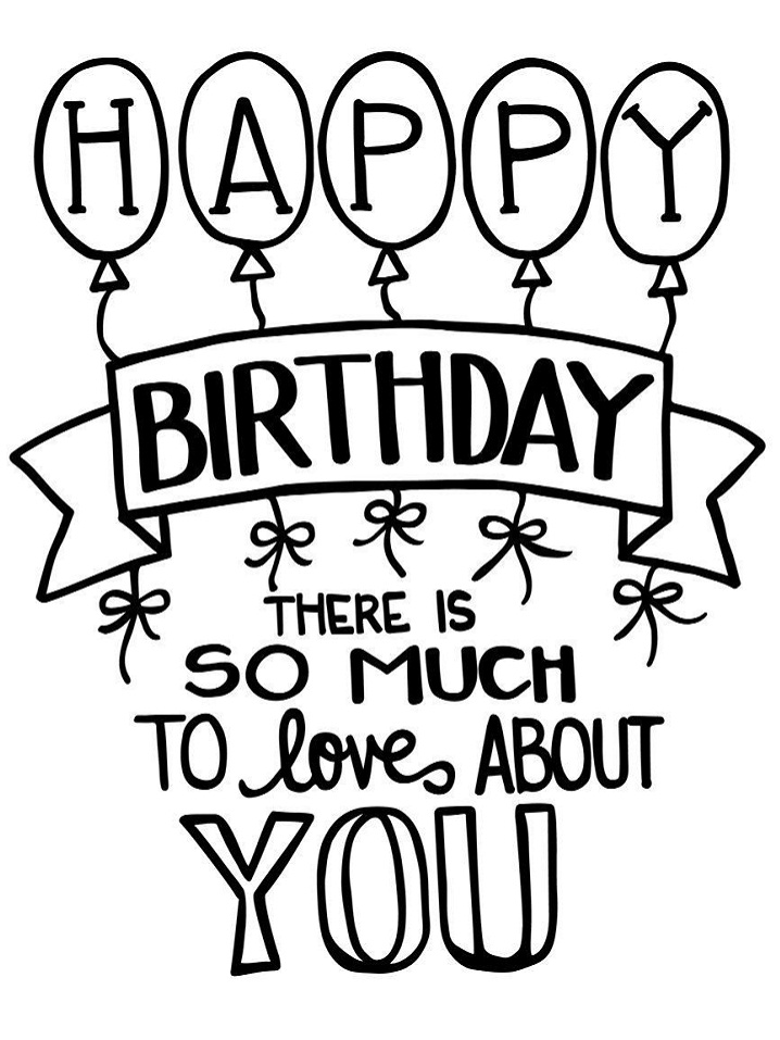 Dibujo de Cita de Deliz Cumpleaños para Colorear y Imprimir