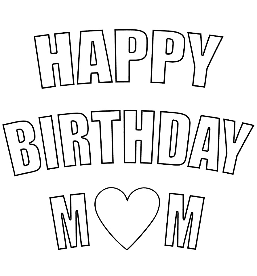 Dibujo de ¡Feliz Cumpleaños Mamá para Colorear y Imprimir