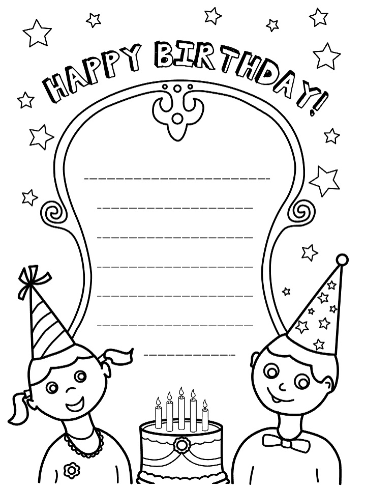 Dibujo de ¡Feliz Cumpleaños para Colorear y Imprimir