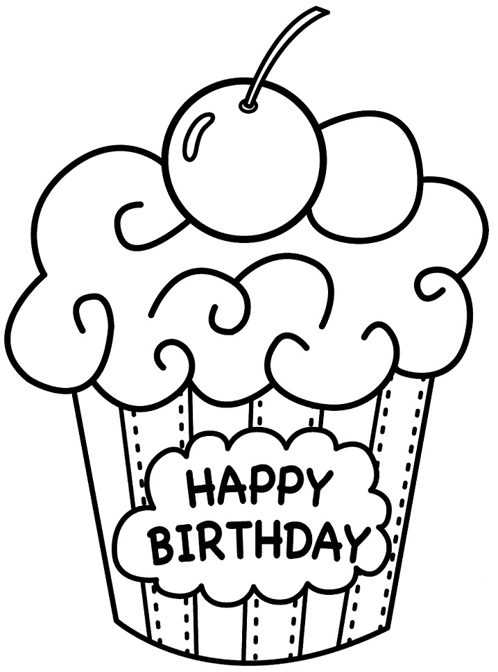 Dibujo de Magdalena de Cumpleaños para Colorear y Imprimir