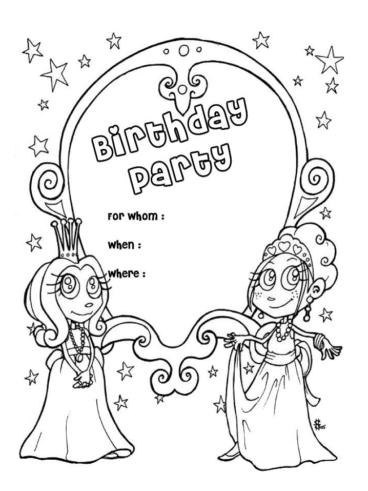 Dibujo de Tarjeta de Cumpleaños Preciosa para Colorear y Imprimir