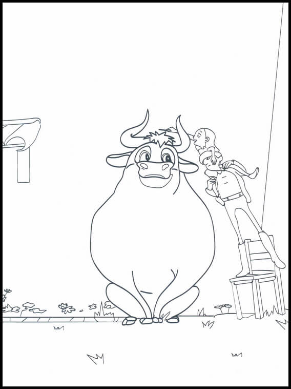 Dibujo de ¡Feliz Ferdinand Con Niña para Colorear y Imprimir