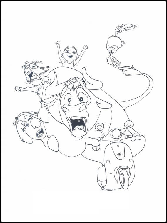 Dibujo de Ferdinand Conduciendo Moto para Colorear y Imprimir