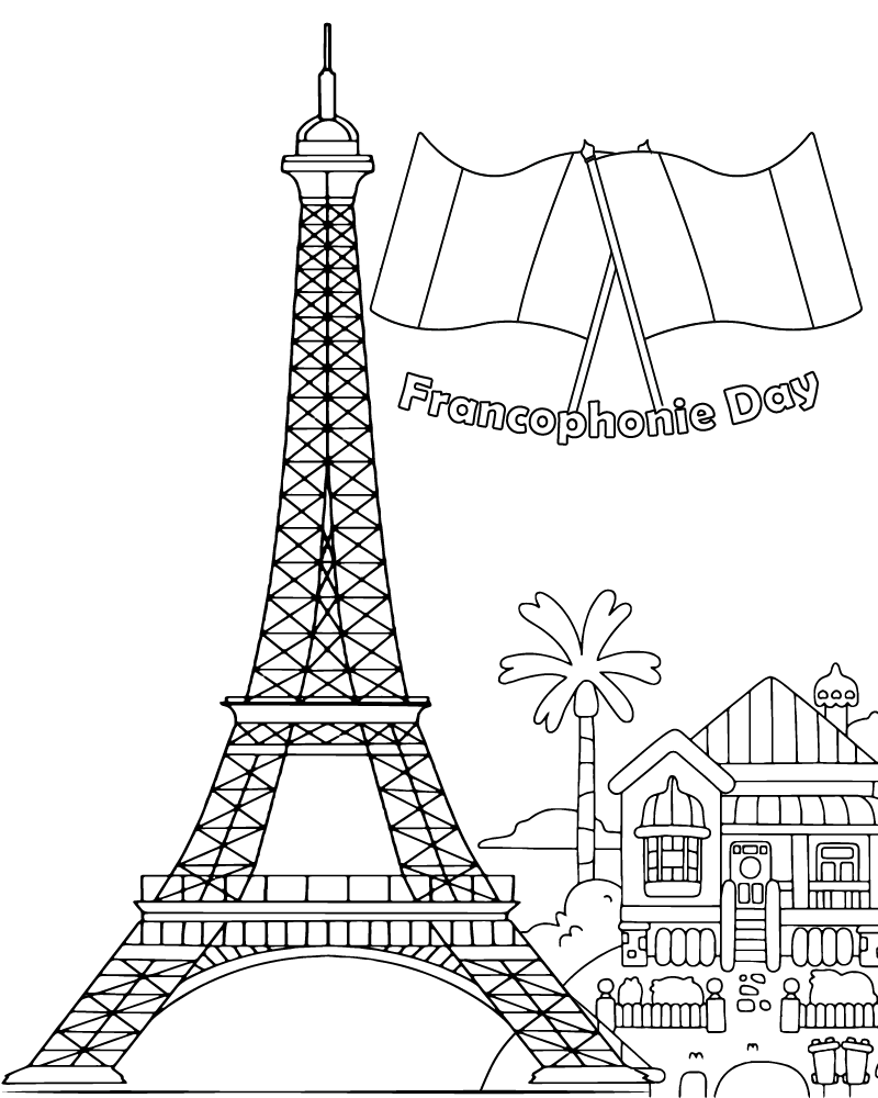 Dibujo de Francophonie Day Coloring Page para Colorear y Imprimir