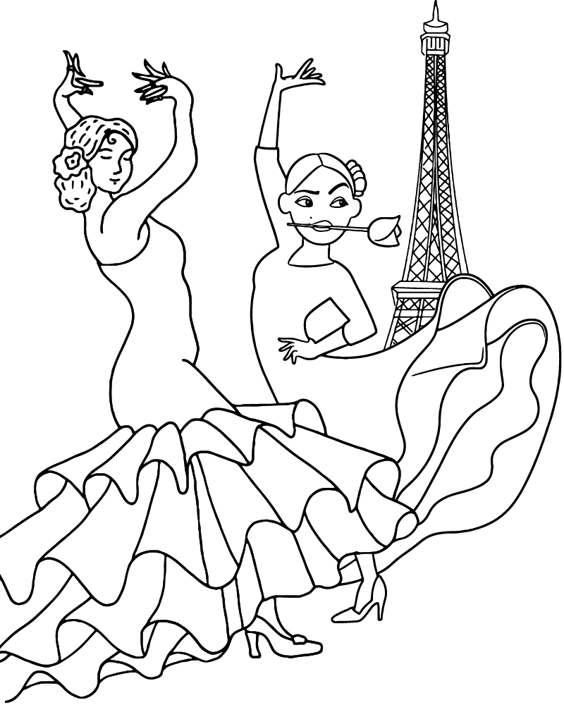 Dibujo de Francophonie Day Dance Coloring Page para Colorear y Imprimir