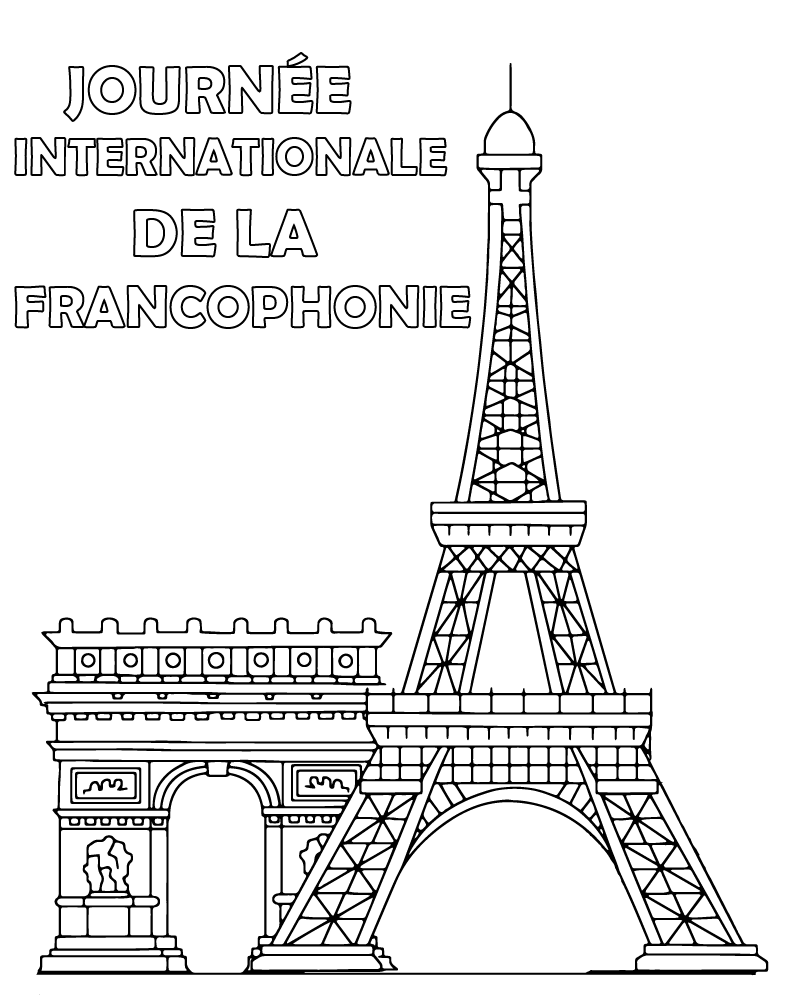 Dibujo de Francophonie Day Language Learning Coloring Page para Colorear y Imprimir