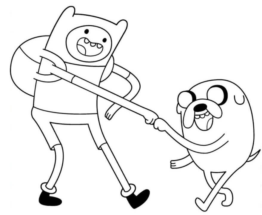 Dibujo de Finn y Jack para Colorear y Imprimir