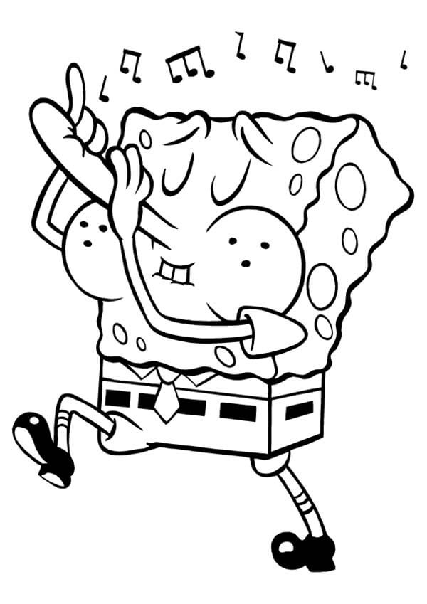 desenho bob esponja toca la flauta para imprimir y colorear