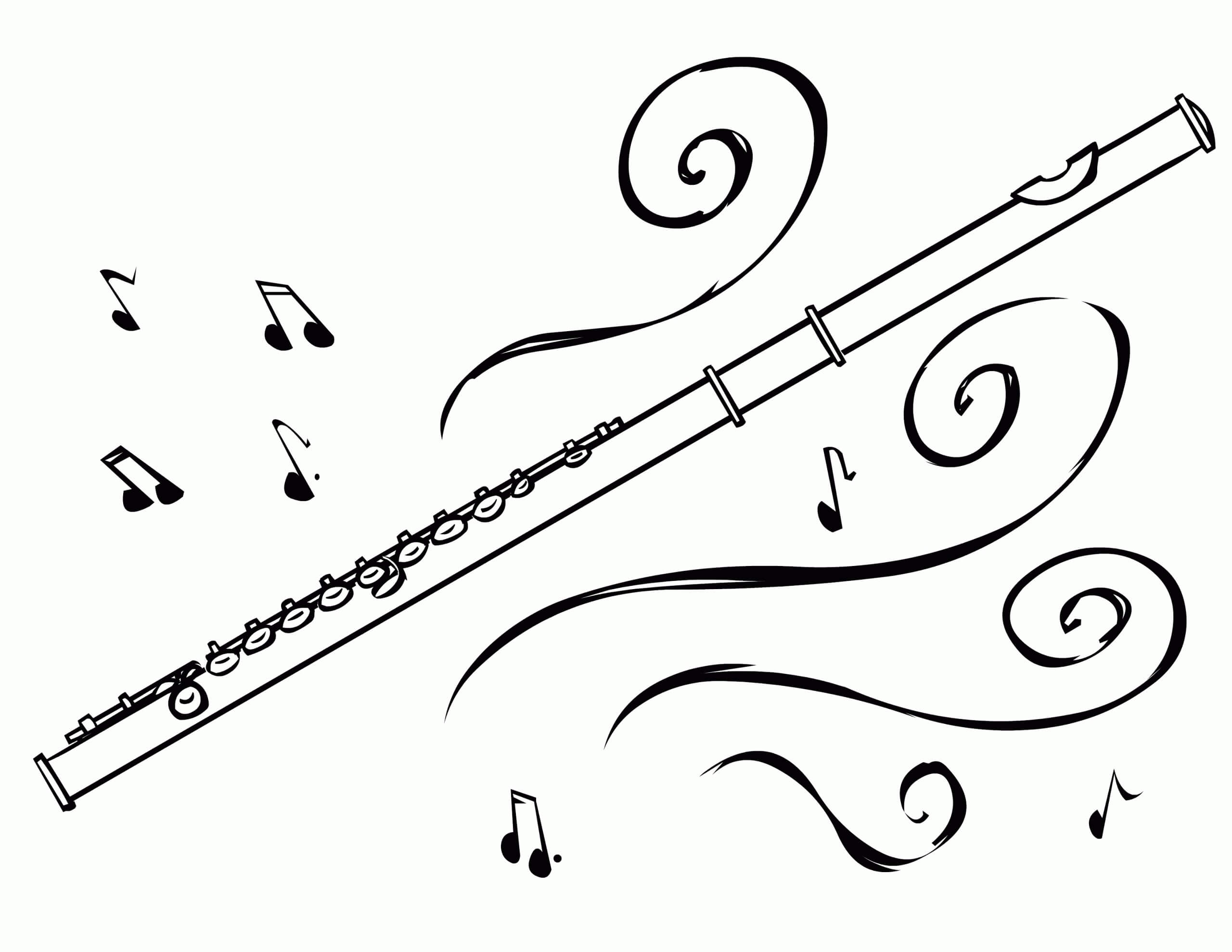 desenho flauta simple para imprimir y colorear