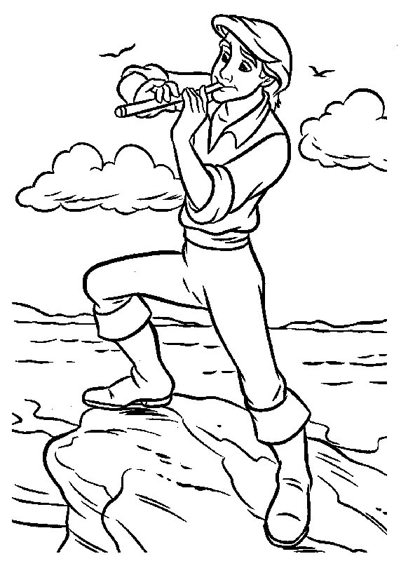 desenho hombre tocando la flauta para imprimir y colorear