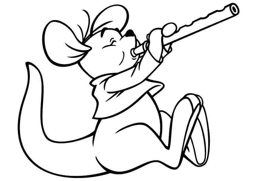 desenho raton tocando la flauta para imprimir y colorear