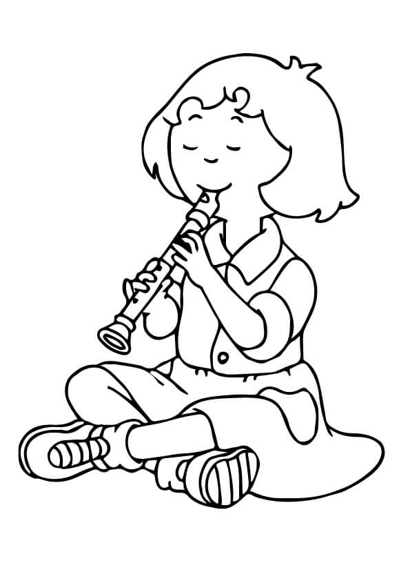 desenho sarah tocando la flauta para imprimir y colorear