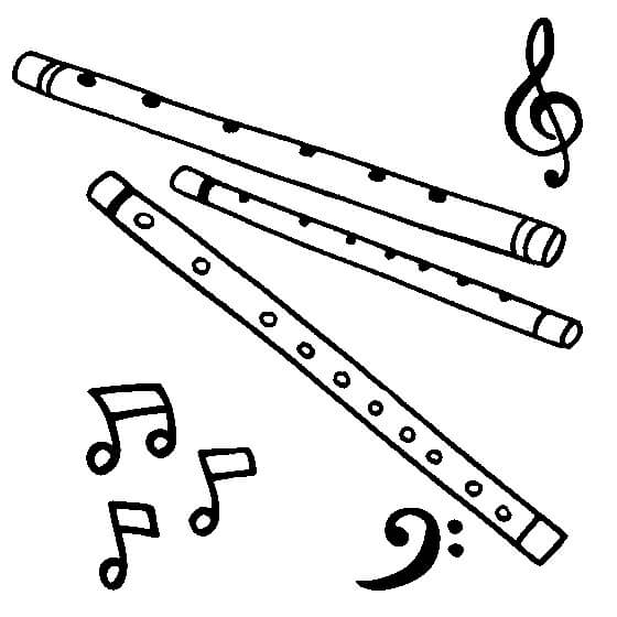 desenho tres flauta para imprimir y colorear