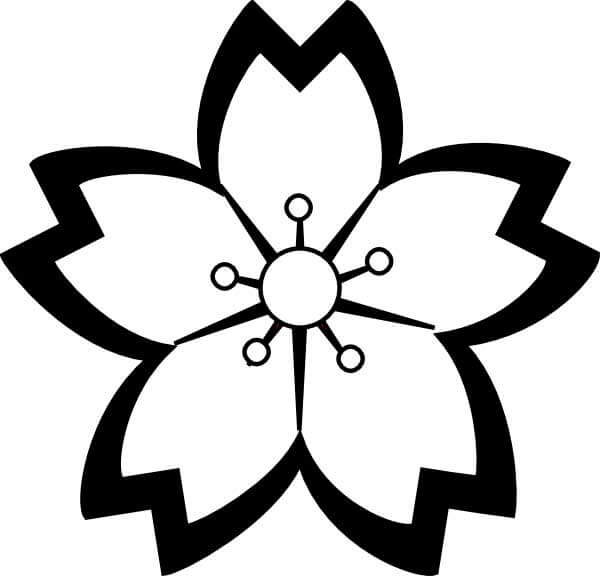 Dibujo de Logotipo de La Flor de Cerezo para Colorear y Imprimir