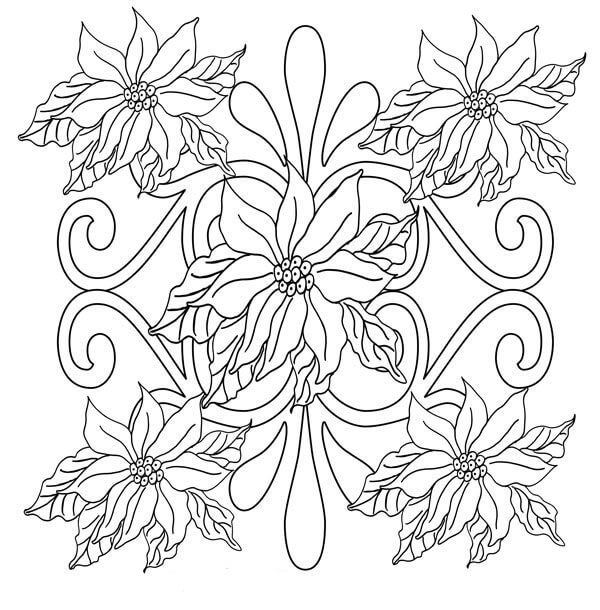 Dibujo de Flor de Pascua para Adulto para Colorear y Imprimir