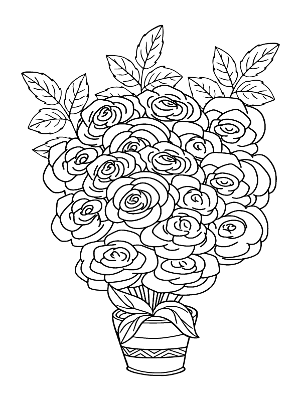Dibujo de Adult Rose Flowers Coloring Pagepng para Colorear y Imprimir