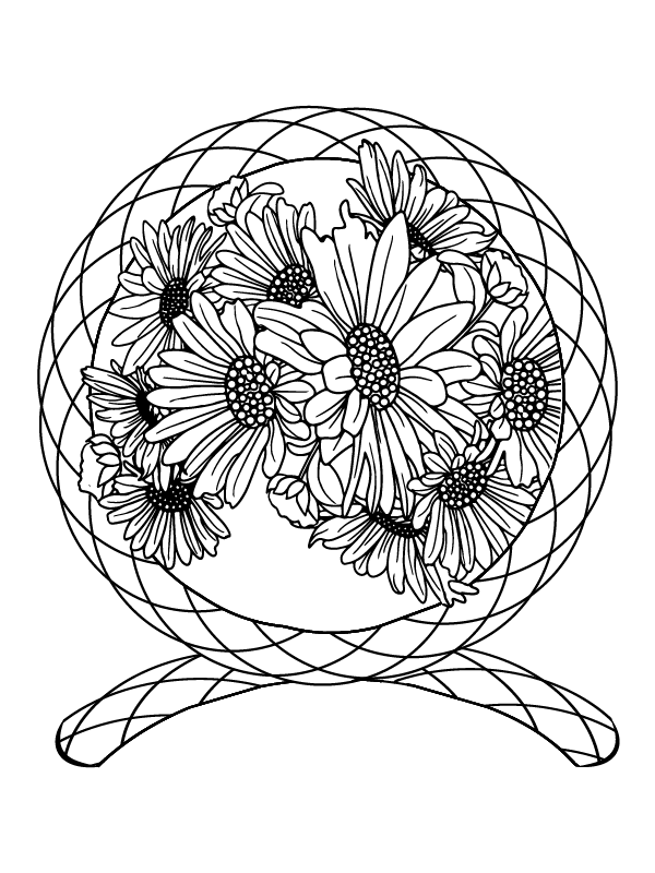 Dibujo de Circle Flower Printable Coloring Pagepng para Colorear y Imprimir