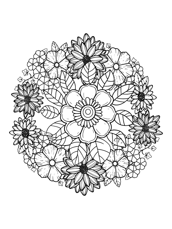 Dibujo de Circling Flower Printable Coloring Pagepng para Colorear y Imprimir