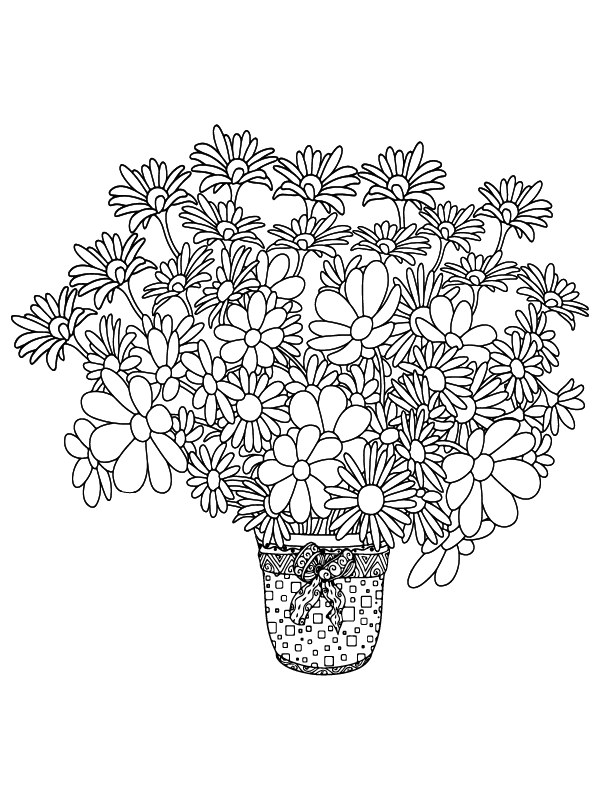 Dibujo de Complicated Flowers In a Vase Coloring Pagepng para Colorear y Imprimir