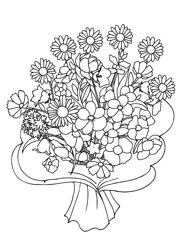 Dibujo de Flower Bouquet Coloring Pagepng para Colorear y Imprimir
