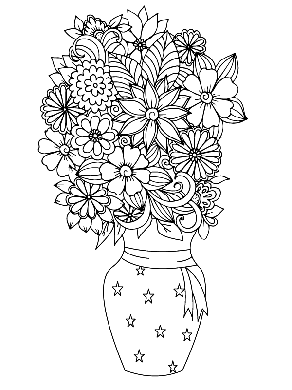 Dibujo de Flower In a Vase Coloring Pagepng para Colorear y Imprimir