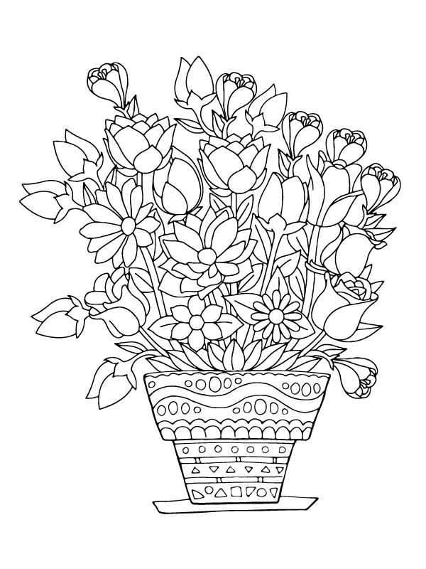 Dibujo de Flowers Design For Adult Coloring Pagepng para Colorear y Imprimir