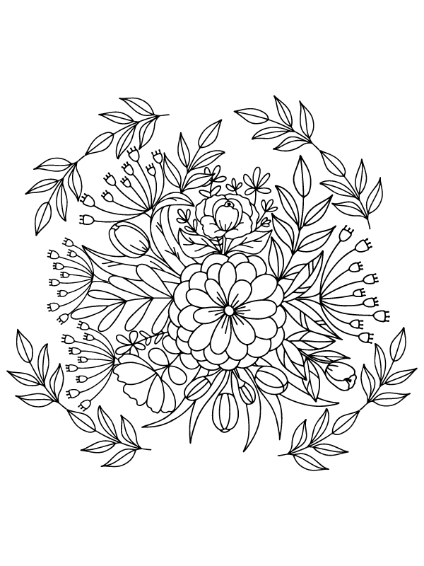 Dibujo de Flowers For Adult Coloring Pagepng para Colorear y Imprimir