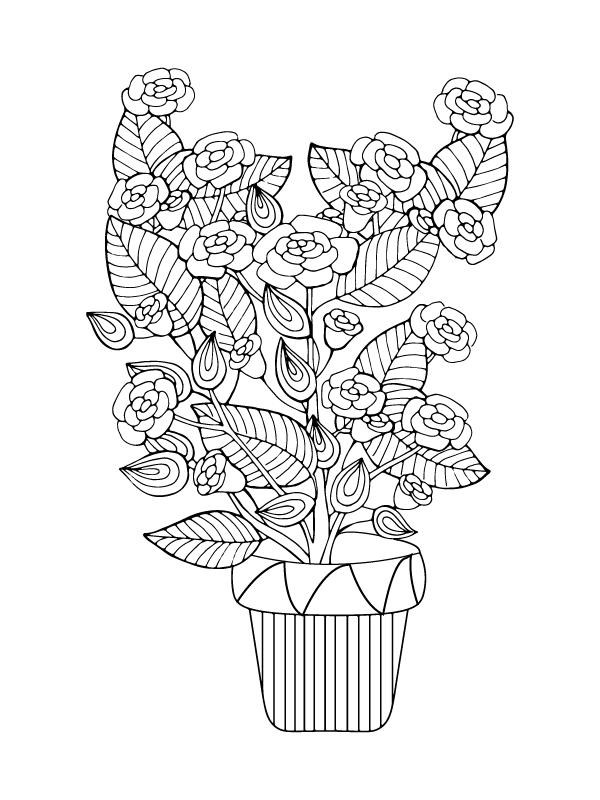Dibujo de Rose With Leaves Coloring Pagepng para Colorear y Imprimir
