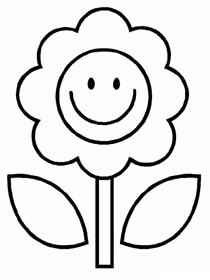 Dibujo de Dibujo Flor Sonriendo para Colorear y Imprimir