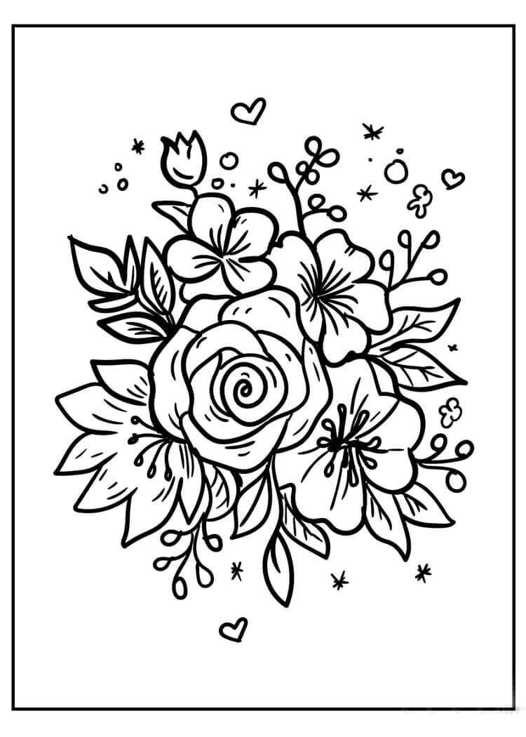 Dibujo de Flor Linda Dura para Colorear y Imprimir
