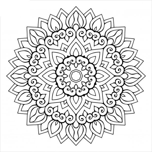 Dibujo de Flor Mándala para Colorear y Imprimir