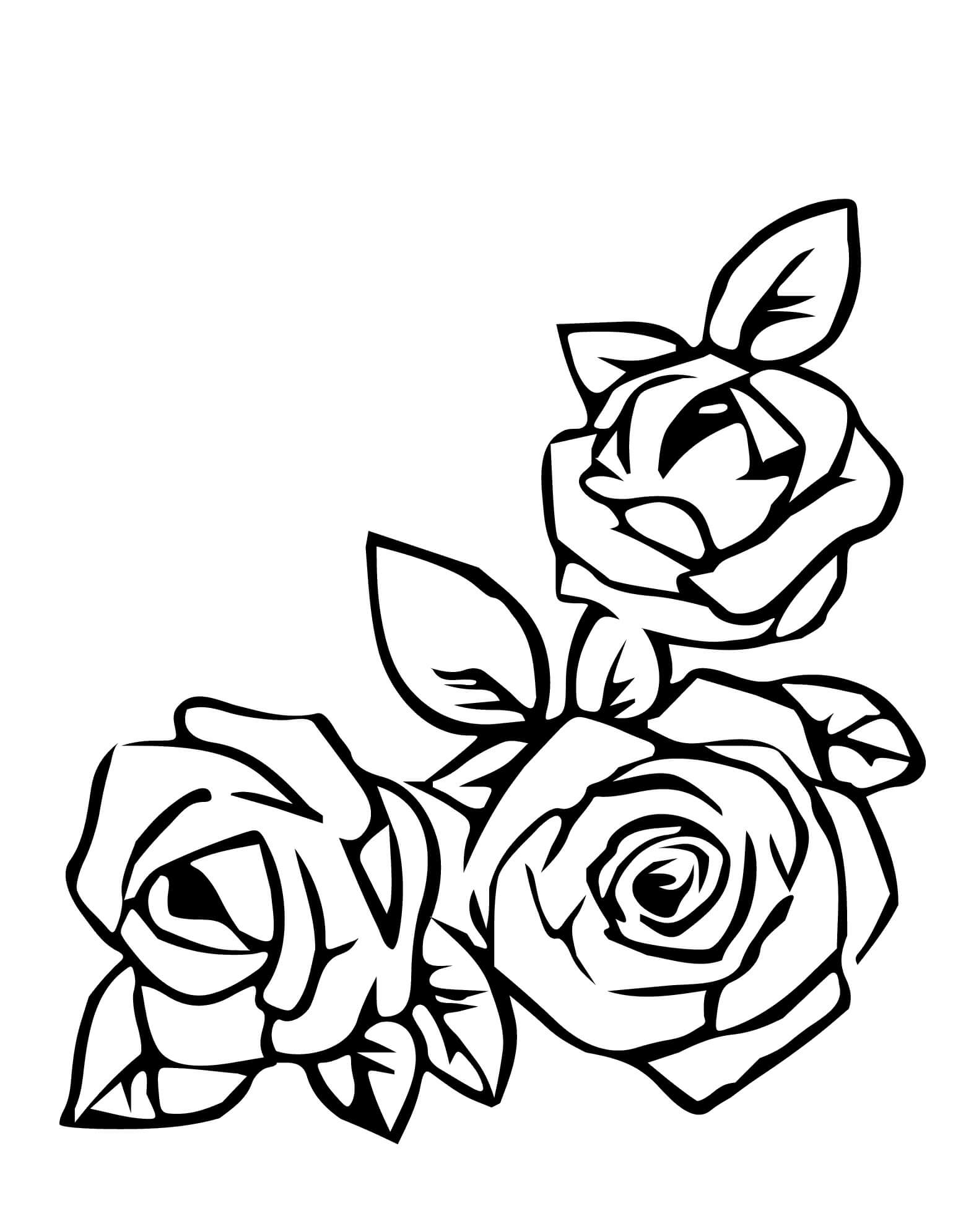 Dibujo de Flores Rosas Dulces para Colorear y Imprimir