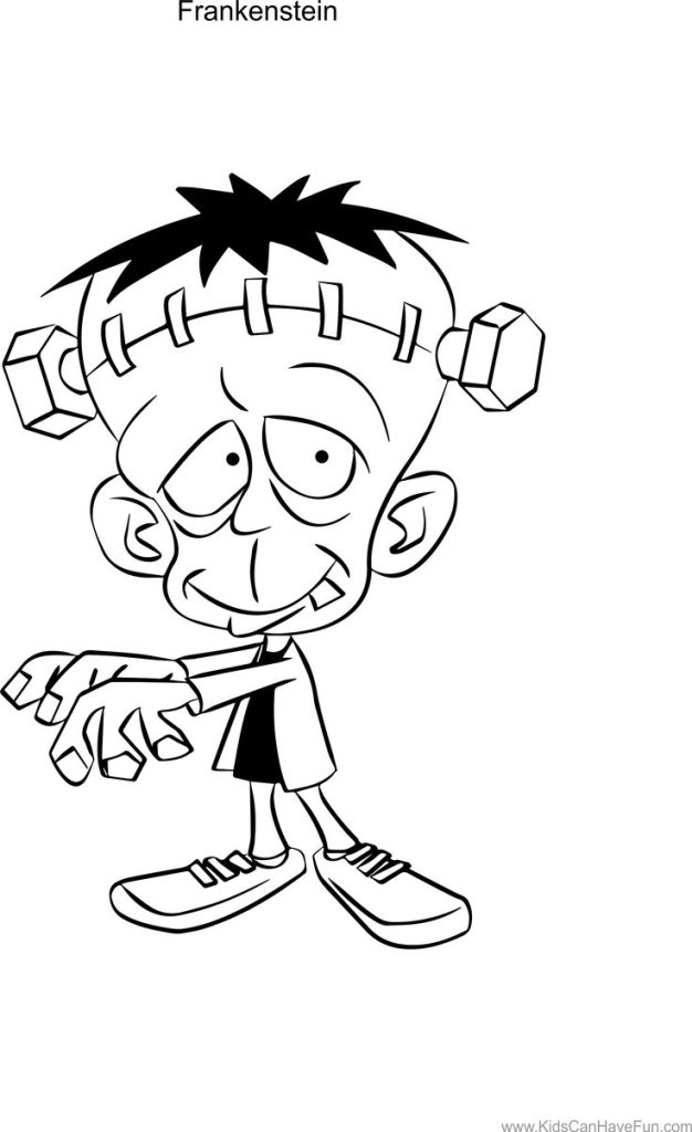 Dibujo de Frankenstein y Cabeza Divertida para Colorear y Imprimir