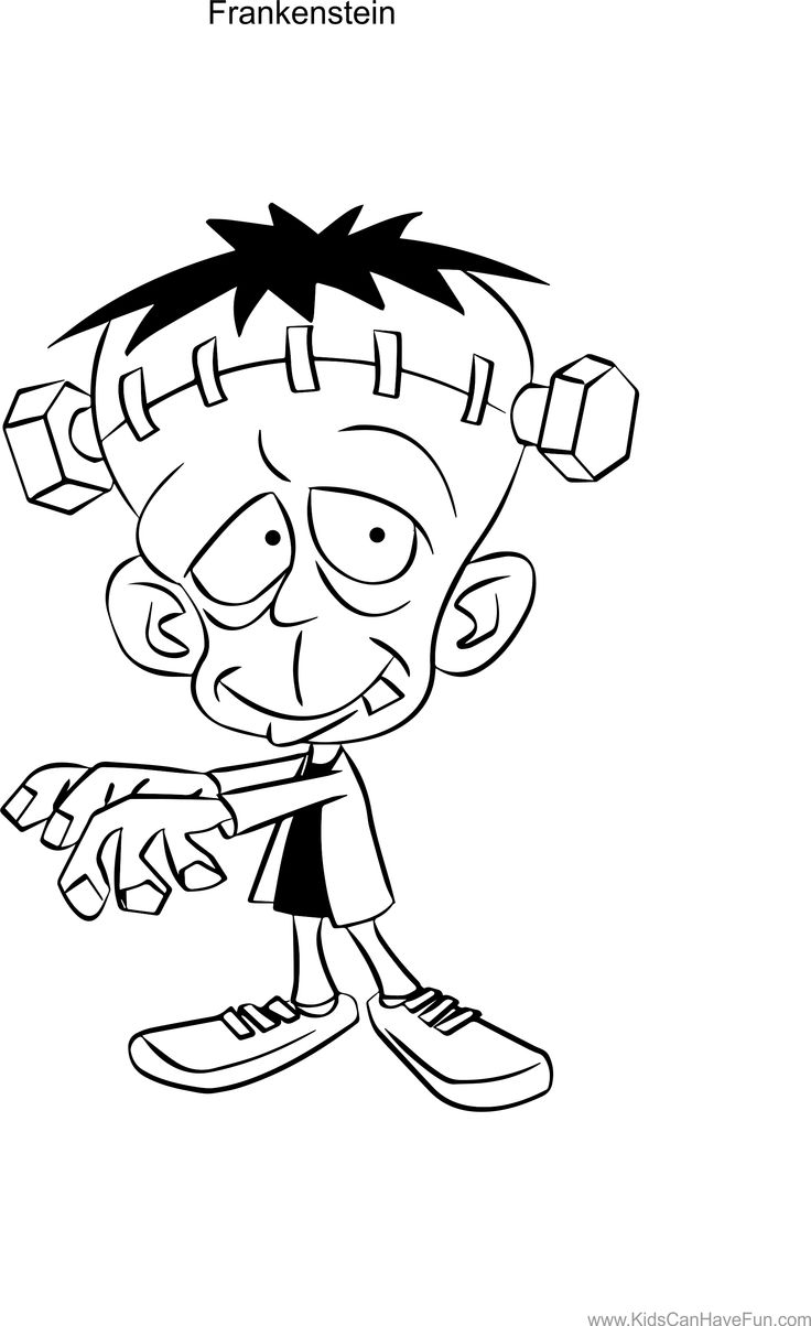 Dibujo de Frankenstein y Cabeza Divertida para Colorear y Imprimir