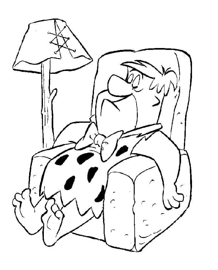 Dibujo de Fred Flintstone Durmiendo para Colorear y Imprimir