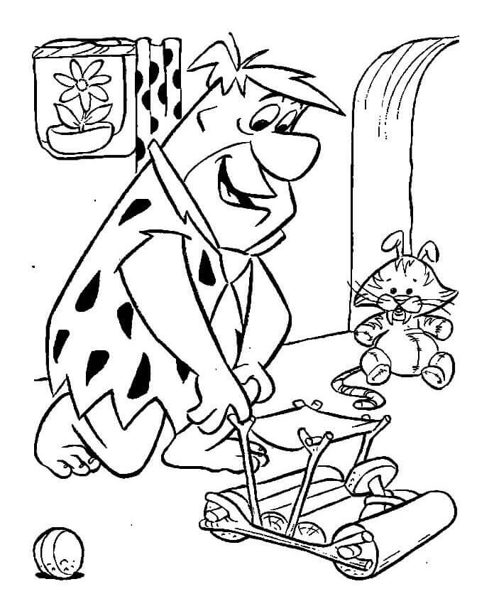 Dibujo de Fred Flintstone Jugando para Colorear y Imprimir
