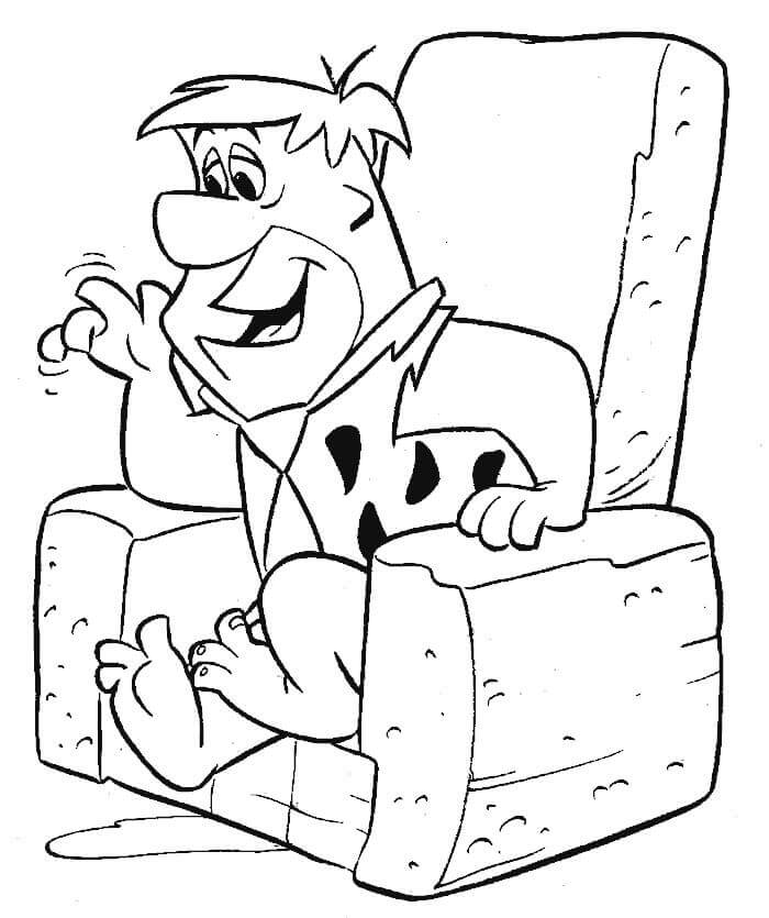 Dibujo de Fred Flintstone Sentado En Una Silla para Colorear y Imprimir