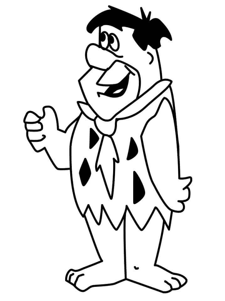 Dibujo de Fred Flintstone Sonriendo para Colorear y Imprimir