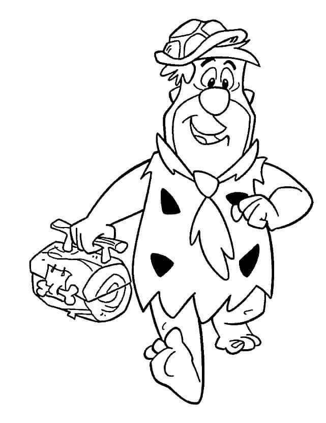 Dibujo de Fred Flintstone Trabajando para Colorear y Imprimir