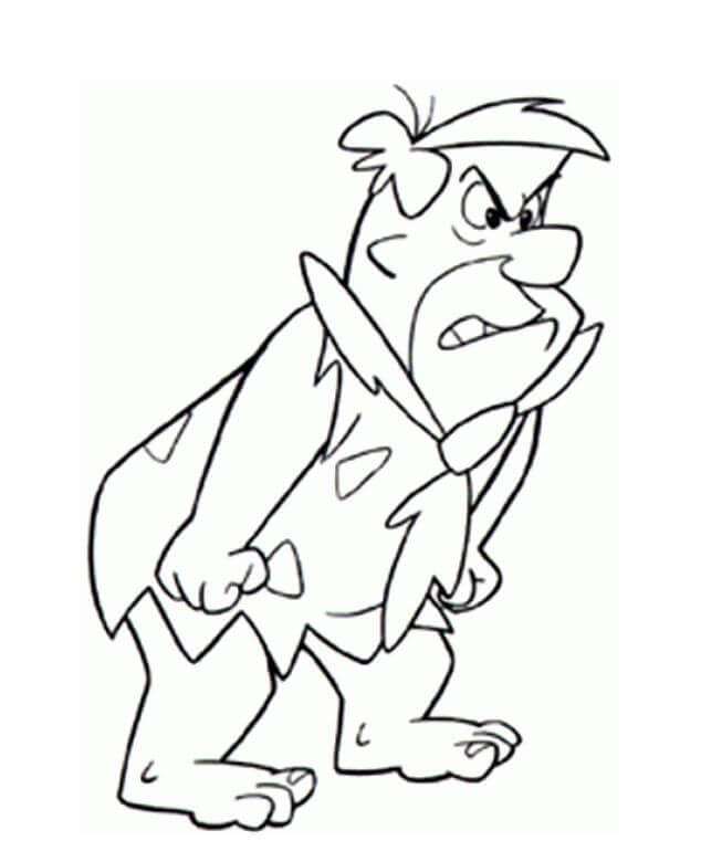 Dibujo de Fred Flintstones Enojado para Colorear y Imprimir