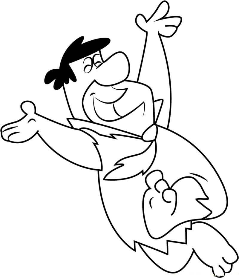 Dibujo de Fred Flintstones ¡Feliz para Colorear y Imprimir