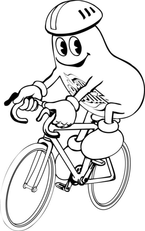 Dibujo de Beans Montando Bicicleta para Colorear y Imprimir