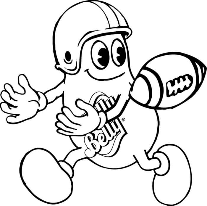 Dibujo de Jugador de Rugby de Frijoles para Colorear y Imprimir