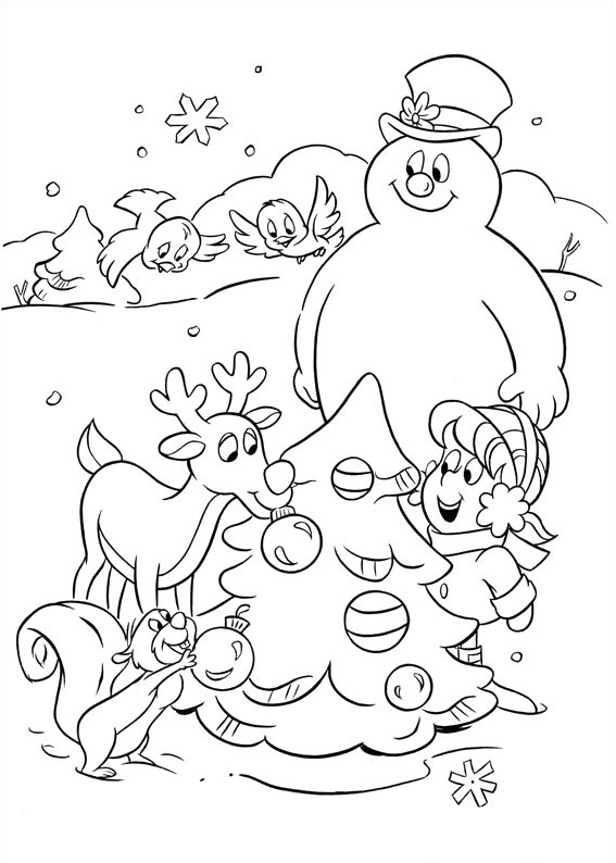 Dibujo de Karen Decorando El Árbol de Navidad para Colorear y Imprimir