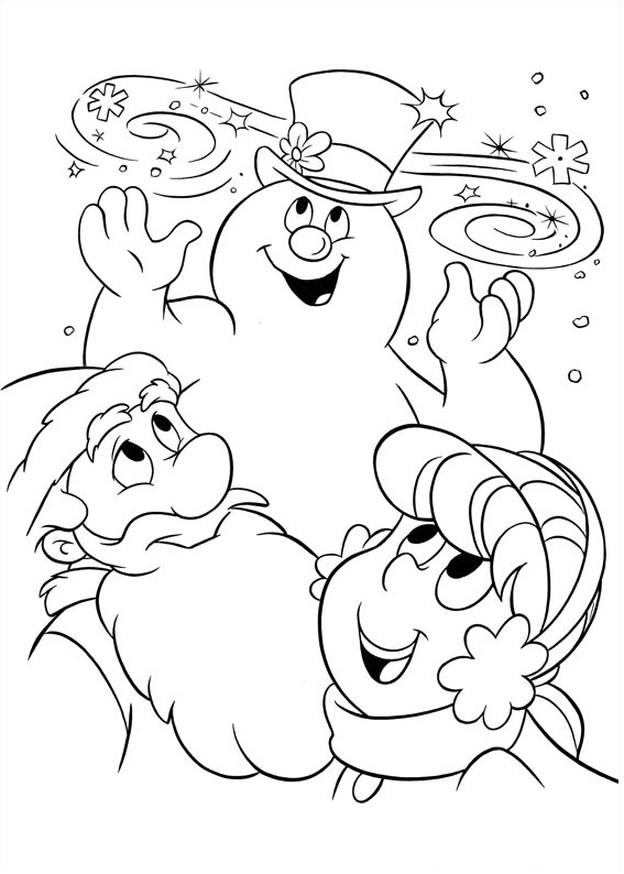 Dibujo de Karen Papá Noel Claus y Frosty para Colorear y Imprimir