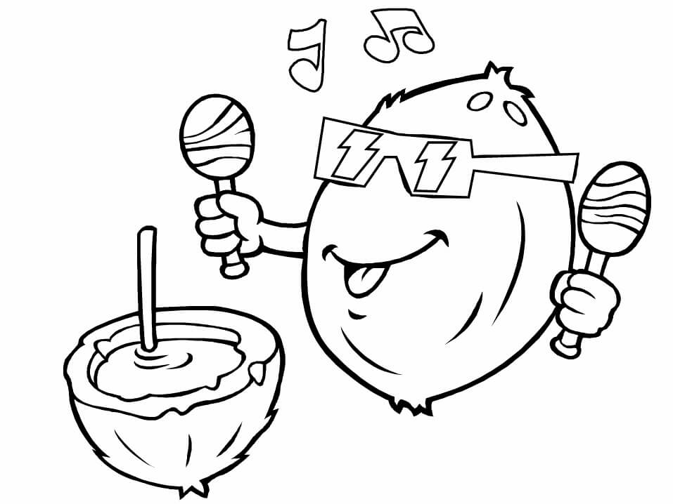 Dibujo de Coco de Dibujos Animados para Colorear y Imprimir