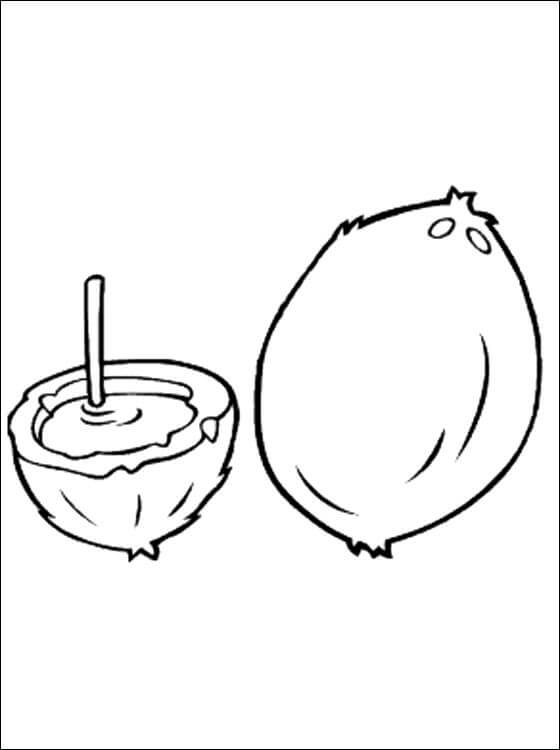 Dibujo de Coco y Beber Coco para Colorear y Imprimir